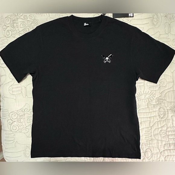 NWT The Kooples Flocked Skull Butterfly Tee Black Cotton - Picture 5 of 14